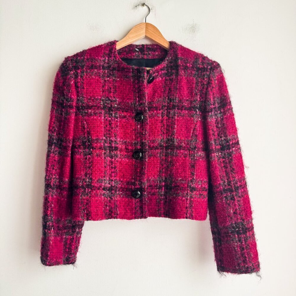 Combardi Inc Wool Blend Plaid Cropped Blazer 8 - Picture 4 of 8